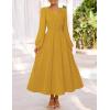 MEROKEETY Women’s Fall Long Sleeve Maxi Dress 2026 Boho Ruffle Tiered Swiss Dots Wedding Guest Cocktail Long Dresses(Turmeric)