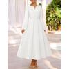 MEROKEETY Women’s Fall Long Sleeve Maxi Dress 2026 Boho Ruffle Tiered Swiss Dots Wedding Guest Cocktail Long Dresses(White)
