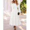 MEROKEETY Women’s Fall Long Sleeve Maxi Dress 2026 Boho Ruffle Tiered Swiss Dots Wedding Guest Cocktail Long Dresses(White)