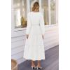 MEROKEETY Women’s Fall Long Sleeve Maxi Dress 2026 Boho Ruffle Tiered Swiss Dots Wedding Guest Cocktail Long Dresses(White)