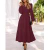 MEROKEETY Women’s Fall Long Sleeve Maxi Dress 2026 Boho Ruffle Tiered Swiss Dots Wedding Guest Cocktail Long Dresses(Wine)