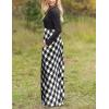 MEROKEETY Women’s Long Sleeve Plaid Empire Waist Full Length Maxi Dress with Pockets(Black White)