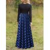 MEROKEETY Women’s Long Sleeve Plaid Empire Waist Full Length Maxi Dress with Pockets(Blue Plaid)