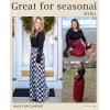 MEROKEETY Women’s Long Sleeve Plaid Empire Waist Full Length Maxi Dress with Pockets(F Red Plaid)