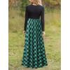 MEROKEETY Women’s Long Sleeve Plaid Empire Waist Full Length Maxi Dress with Pockets(Green Plaid)