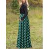 MEROKEETY Women’s Long Sleeve Plaid Empire Waist Full Length Maxi Dress with Pockets(Green Plaid)