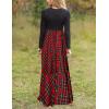MEROKEETY Women’s Long Sleeve Plaid Empire Waist Full Length Maxi Dress with Pockets(Red)