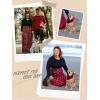MEROKEETY Women’s Long Sleeve Plaid Empire Waist Full Length Maxi Dress with Pockets(Red)