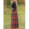 MEROKEETY Women’s Long Sleeve Plaid Empire Waist Full Length Maxi Dress with Pockets(Red Green)