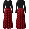 MEROKEETY Women’s Long Sleeve Plaid Empire Waist Full Length Maxi Dress with Pockets(Red Plaid)