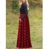 MEROKEETY Women’s Long Sleeve Plaid Empire Waist Full Length Maxi Dress with Pockets(Red Plaid)