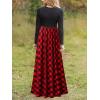 MEROKEETY Women’s Long Sleeve Plaid Empire Waist Full Length Maxi Dress with Pockets(Red Plaid)