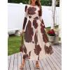 MEROKEETY Women’s Long Sleeve Spring Wedding Guest Dress 2026 Crewneck Floral Flowy Mesh Cocktail Maxi Dresses(Apricot Floral)
