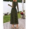 MEROKEETY Women’s Long Sleeve Spring Wedding Guest Dress 2026 Crewneck Floral Flowy Mesh Cocktail Maxi Dresses(Armygreen)