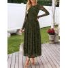 MEROKEETY Women’s Long Sleeve Spring Wedding Guest Dress 2026 Crewneck Floral Flowy Mesh Cocktail Maxi Dresses(Armygreen)