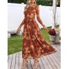 MEROKEETY Women’s Long Sleeve Spring Wedding Guest Dress 2026 Crewneck Floral Flowy Mesh Cocktail Maxi Dresses(Brown Floral)