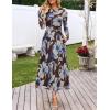 MEROKEETY Women’s Long Sleeve Spring Wedding Guest Dress 2026 Crewneck Floral Flowy Mesh Cocktail Maxi Dresses(Burgundy)