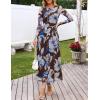 MEROKEETY Women’s Long Sleeve Spring Wedding Guest Dress 2026 Crewneck Floral Flowy Mesh Cocktail Maxi Dresses(Burgundy)