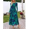 MEROKEETY Women’s Long Sleeve Spring Wedding Guest Dress 2026 Crewneck Floral Flowy Mesh Cocktail Maxi Dresses(Green)