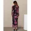 MEROKEETY Women’s Spring Wedding Guest Dress 2026 Long Sleeve Bodycon Floral Mesh Fall Cocktail Holiday Party Maxi Dresses(Black)