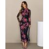 MEROKEETY Women’s Spring Wedding Guest Dress 2026 Long Sleeve Bodycon Floral Mesh Fall Cocktail Holiday Party Maxi Dresses(Black)