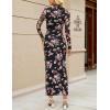 MEROKEETY Women’s Spring Wedding Guest Dress 2026 Long Sleeve Bodycon Floral Mesh Fall Cocktail Holiday Party Maxi Dresses(Blackfloral)