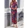 MEROKEETY Women’s Spring Wedding Guest Dress 2026 Long Sleeve Bodycon Floral Mesh Fall Cocktail Holiday Party Maxi Dresses(Neon)