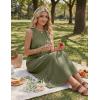 MEROKEETY Women’s Summer Boho Maxi Dress 2026 Pleated Lace Hollow Out Beach Vacation Sundresses Sleeveless Tank Dress(Army Green)
