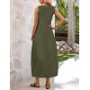 MEROKEETY Women’s Summer Boho Maxi Dress 2026 Pleated Lace Hollow Out Beach Vacation Sundresses Sleeveless Tank Dress(Army Green)