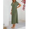MEROKEETY Women’s Summer Casual Maxi Dress 2026 Cap Sleeve V Neck Collared Beach Vacation T Shirt Long Dresses(Army Green)