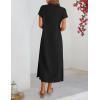 MEROKEETY Women’s Summer Casual Maxi Dress 2026 Cap Sleeve V Neck Collared Beach Vacation T Shirt Long Dresses(Black)