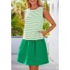 MEROKEETY Women’s Summer Sleeveless Sundress Casual Striped Patchwork Mini Tank Dress with Pockets(Green)