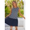 MEROKEETY Women’s Summer Sleeveless Sundress Casual Striped Patchwork Mini Tank Dress with Pockets(Navy)