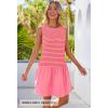 MEROKEETY Women’s Summer Sleeveless Sundress Casual Striped Patchwork Mini Tank Dress with Pockets(Pink)