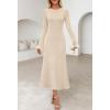MEROKEETY Women’s Sweater Dress Fall 2025 Long Sleeve Formal Wedding Guest Cocktail Bodycon Floral Maxi Winter Dresses(Apricot)