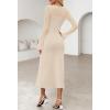 MEROKEETY Women’s Sweater Dress Fall 2025 Long Sleeve Formal Wedding Guest Cocktail Bodycon Floral Maxi Winter Dresses(Apricot)