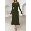 MEROKEETY Women’s Sweater Dress Fall 2025 Long Sleeve Formal Wedding Guest Cocktail Bodycon Floral Maxi Winter Dresses(Army Green)