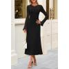 MEROKEETY Women’s Sweater Dress Fall 2025 Long Sleeve Formal Wedding Guest Cocktail Bodycon Floral Maxi Winter Dresses(Black)