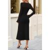 MEROKEETY Women’s Sweater Dress Fall 2025 Long Sleeve Formal Wedding Guest Cocktail Bodycon Floral Maxi Winter Dresses(Black)