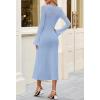 MEROKEETY Women’s Sweater Dress Fall 2025 Long Sleeve Formal Wedding Guest Cocktail Bodycon Floral Maxi Winter Dresses(Blue)