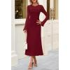 MEROKEETY Women’s Sweater Dress Fall 2025 Long Sleeve Formal Wedding Guest Cocktail Bodycon Floral Maxi Winter Dresses(Burgundy)