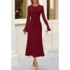 MEROKEETY Women’s Sweater Dress Fall 2025 Long Sleeve Formal Wedding Guest Cocktail Bodycon Floral Maxi Winter Dresses(Burgundy)