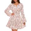 MEROKEETY Fall Wedding Guest Dresses for Women Long Sleeve Floral Casual Lightweight Flowy Swing Boho Dress Pockets(Apricot)