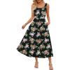 MEROKEETY Women’s 2025 Summer Casual Floral Midi Dress Sleeveless Beach Vacation Tank Hawaiian Sundress(Black)