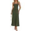 MEROKEETY Women’s 2026 Spring Summer Sweater Dress Casual Halter Sleeveless Elegant Ribbed Knitted Bodycon Midi Dresses(Armygreen)