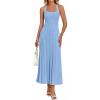 MEROKEETY Women’s 2026 Spring Summer Sweater Dress Casual Halter Sleeveless Elegant Ribbed Knitted Bodycon Midi Dresses(Blue)