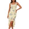 MEROKEETY Women’s 2026 Summer Floral Bodycon Dress Square Neck Sleeveless Ruffle Cocktail Mesh Beach Vacation Midi Dresses(Beige)