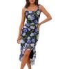 MEROKEETY Women’s 2026 Summer Floral Bodycon Dress Square Neck Sleeveless Ruffle Cocktail Mesh Beach Vacation Midi Dresses(Black Blue)