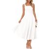 MEROKEETY Women’s 2026 Summer Sleeveless Midi Dress Square Neck Smocked Flowy A Line Beach Dresses(Ivory)