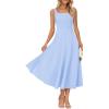 MEROKEETY Women’s 2026 Summer Sleeveless Midi Dress Square Neck Smocked Flowy A Line Beach Dresses(Light Blue)